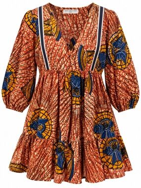 Maison Château Rouge Paris African Print Cotton Mini Dress S Made in France